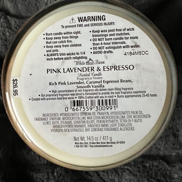 🆕BATH & BODY WORKS Pink Lavender Espresso 3 Wick Candle*NEW Retired White Barn - Picture 2 of 3